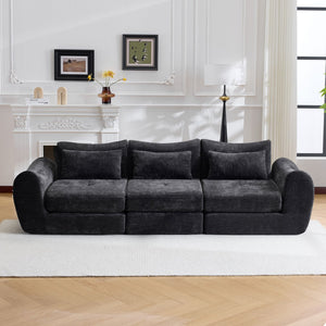 English Elm Modular Cloud Sectional Sofa Bed with Flannelette Upholstery for Flexible Living Black W1829S00074