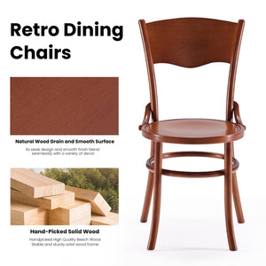 English Elm Solid Solid Wood Dining Chairs Set of 2 Rustic Farmhouse Mid Century Kitchen Seating, Fully Assembled Dark Walnut T3623P408536