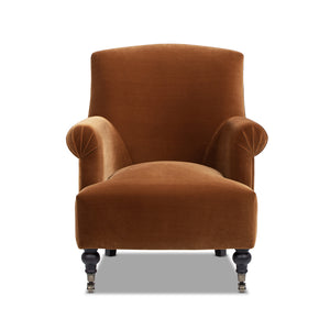 English Elm Jennifer Taylor Home - Eloise Handcrafted 30" Pleated Sock-Arm Accent Chair with Camelback Silhouette and Solid Wood Legs Burnt Orange B2719P385741