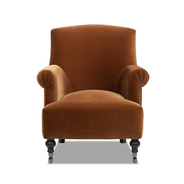 English Elm Jennifer Taylor Home - Eloise Handcrafted 30" Pleated Sock-Arm Accent Chair with Camelback Silhouette and Solid Wood Legs Burnt Orange B2719P385741