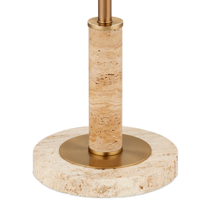 Miles Floor Lamp - Mid-Century Modern Design with Unique Travertine Base & Elegant Brass Shade