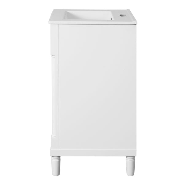 English Elm 24" Bathroom Vanity with Integrated Ceramic Sink and Adjustable Shelf, Vintage Hardware, Space-Saving Design White N710P277711K