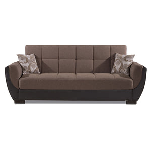 English Elm PrimeNest SkyHaven Upholstered Convertible Sofabed with Storage, Chenille Comfort, Quick Click Bed Transformation Brown B030P286507