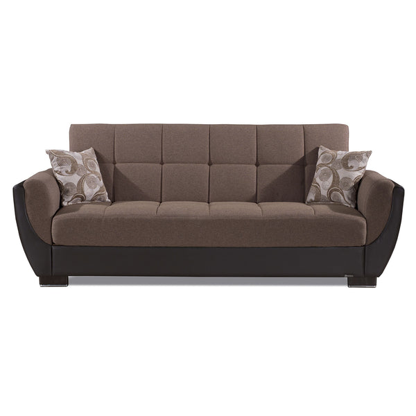 English Elm PrimeNest SkyHaven Upholstered Convertible Sofabed with Storage, Chenille Comfort, Quick Click Bed Transformation Brown B030P286507