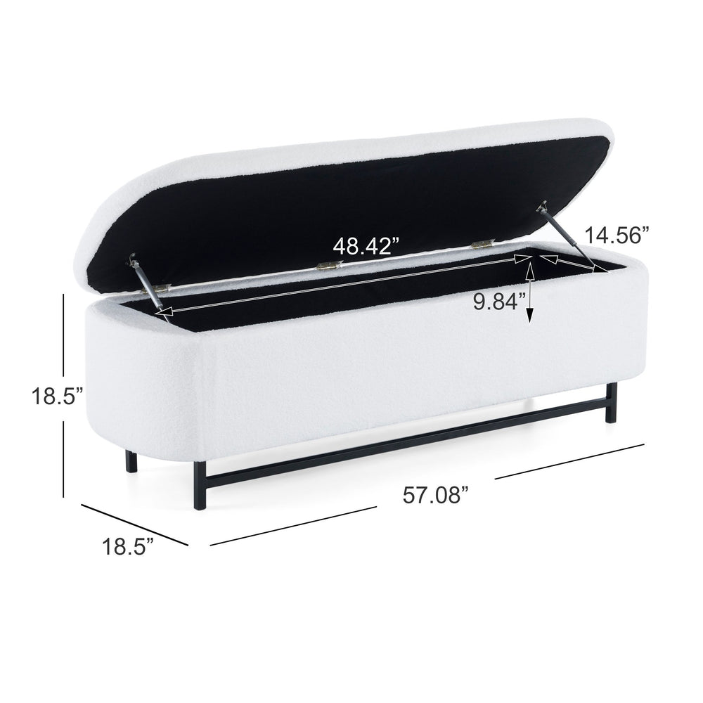 English Elm Christopher Knight Home® - Elegant Upholstered Storage Ottoman with Flip-Top Lid, Wood Frame & Metal Feet, 300lb Capacity, Versatile Seating and Decluttering Solution for Living Rooms White+Black N769P227981W