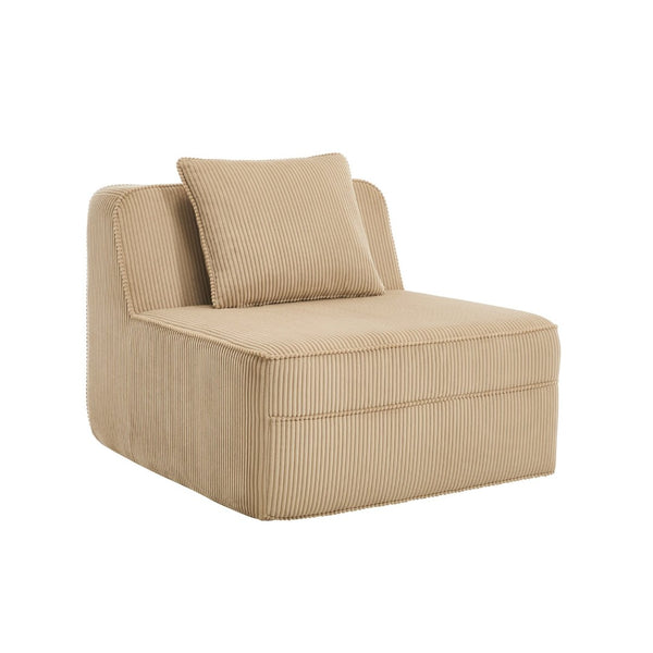 English Elm Martha Armless Corduroy Sofa Deep Seat Lounge Design with Cloud Comfort Pillows Camel W3041P353166