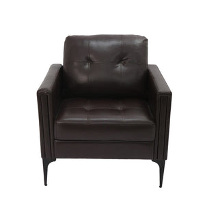 English Elm 1pc Faux Leather Accent Armchair Padded Seat Tailored Stitching Contemporary Living Room Brown B011P479612