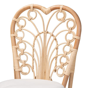 English Elm Bohemian Handwoven Kubu Rattan Mahogany Wood Dining Chair Organic Eclectic Style B2750P467670