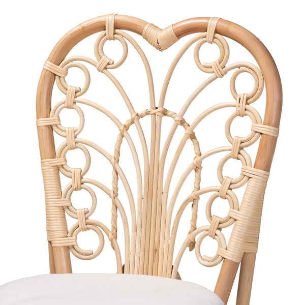 English Elm Bohemian Handwoven Kubu Rattan Mahogany Wood Dining Chair Organic Eclectic Style B2750P467670