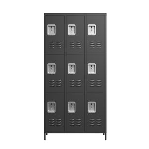 English Elm 9 72"H Metal Lockers 9-Door Steel Locking Locker Cabinet for Gym, School, Office, Home Storage, Gray T2398P282152