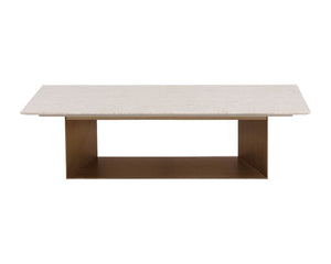 Sunpan SOLEEN Coffee Table - Elegant Marble Top with Brushed Gold Base for Modern Living Room Décor 112302