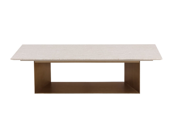 Sunpan SOLEEN Coffee Table - Elegant Marble Top with Brushed Gold Base for Modern Living Room Décor 112302