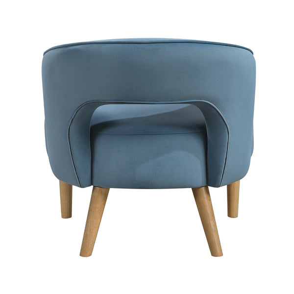 English Elm Luxury Velvet Barrel Accent Chair with Plush Pocket Coil Seat and Solid Wood Legs, Stylish Comfort Blue 27.5 L x 26.5 W x 22 H B011P308022