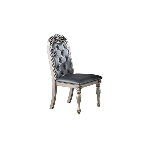 English Elm Traditional Formal Rubberwood Dining Set Seats Six Tufted Chairs Silver Grey Finish B011S00601