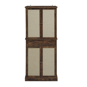 English Elm 4 Door Cabinet with Drawer and 4 Adjustable Shelves, Anti-Tip Safety, Metal Hinges, 44.49x19.1x13.59 inches Premium Storage Cabinet W688P211279