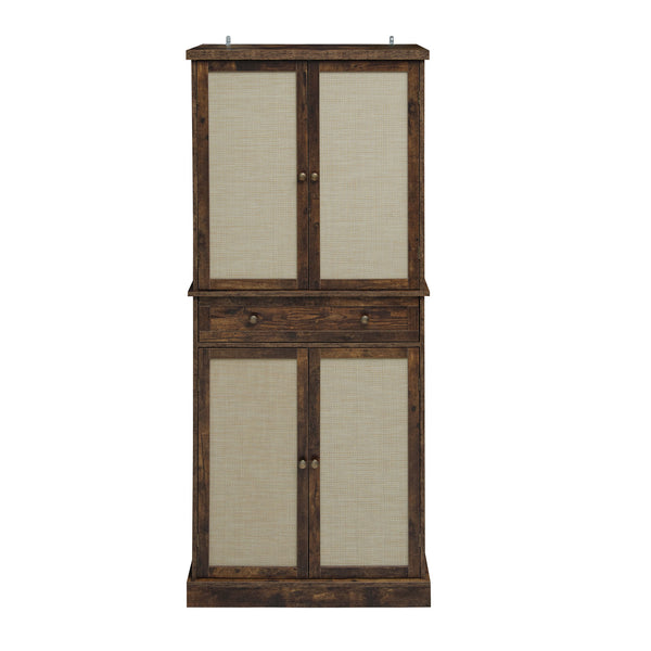 English Elm 4 Door Cabinet with Drawer and 4 Adjustable Shelves, Anti-Tip Safety, Metal Hinges, 44.49x19.1x13.59 inches Premium Storage Cabinet W688P211279