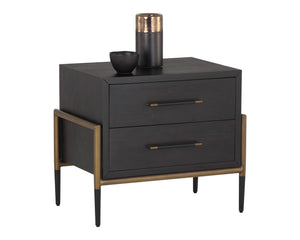 Sunpan Weldrick Nightstand - Elegant Acacia Wood Design with Soft Closing Drawers and Stylish Metal Accents Espresso