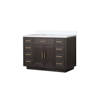 English Elm Brown Oak Single-Sink Bath Vanity 48" W X 22" D With Durable Cultured Marble Top & Soft-Close Drawers B2731P257692