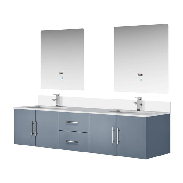 English Elm Dark Grey Double Bath Vanity 80" W x 22" D with Cultured Marble Top, Chrome Faucet, 30" LED Mirrors B2731S01099