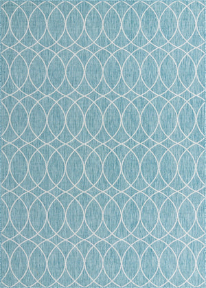 Unique Loom Outdoor Trellis Gitter Machine Made Trellis Rug Light Aqua, Ivory 7' 10" x 11' 0"