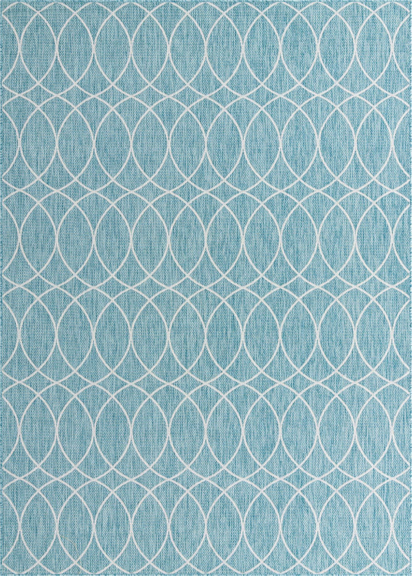 Unique Loom Outdoor Trellis Gitter Machine Made Trellis Rug Light Aqua, Ivory 7' 10" x 11' 0"