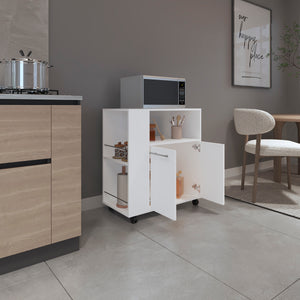 English Elm Bethesda Kitchen Cart White – Durable Engineered Wood, Open Shelf & Double-Door Cabinet for Storage B092P286113