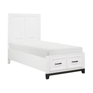 English Elm White Garretson Queen Platform Bed with Built-In Storage Drawers Rustic-Transitional Wood Frame White 49.25 L x 35.75 W x 4.5 H B011S01495