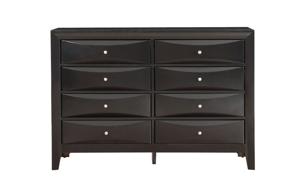 English Elm Marilla Modern 5-Drawer Chest with Dovetail Drawers, Wood Veneer Durability & Nickel Hardware Finish Black 43 L x 61 W x 19 H B078112176