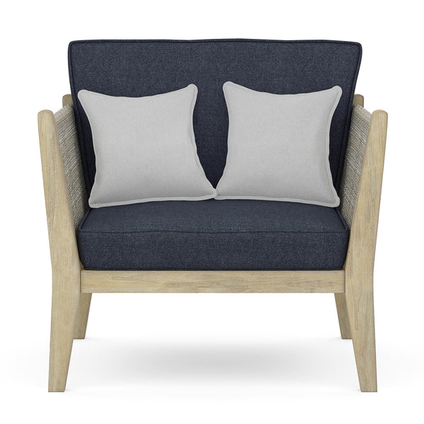 English Elm Cayman Outdoor Conversation Chair Slate Grey — Handcrafted Acacia & Rope, Water-Resistant Cushions, Modern Comfort B136P159362