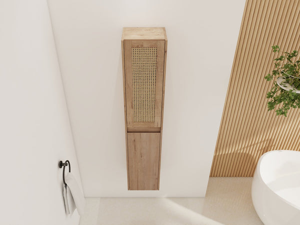 English Elm 12" Bathroom Side Cabinet - Modern Wall-Mounted Design With Soft-Close Doors & Space-Saving Style W999S00340