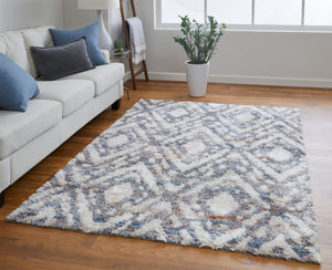 Feizy Rugs Mynka High Pile Geometric Rug - Pet Friendly, Stain Resistant, Stylish For High Traffic Areas Ivory,Gray,Taupe Polyester Myn39iafgrymltp00