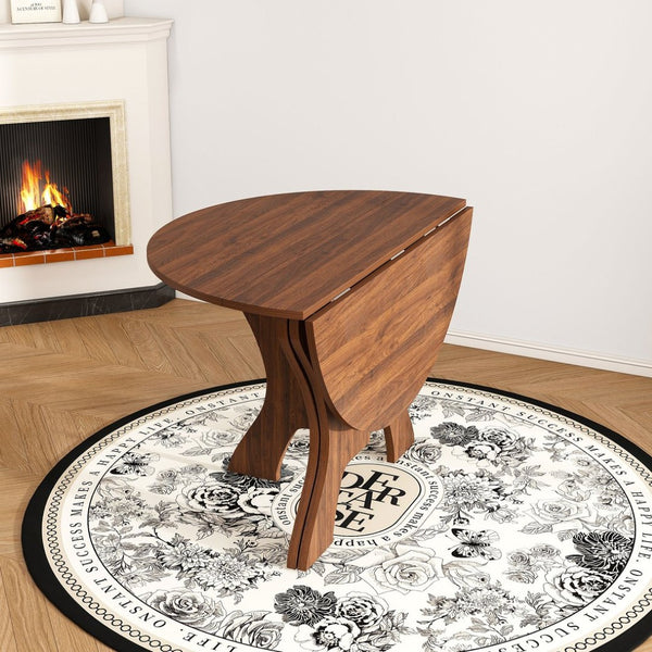 English Elm 43 Inch Foldable Mdf Dining Table with Warm Wood Grain Veneer for Compact Living Walnut W2700P409328