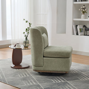 English Elm 25.2 Wide Modern Chenille Cushioned Armless Swivel Accent Chair with Pillow, Metal Base, Pocket Spring Comfort Pale Green W3118P253948