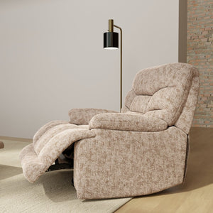 English Elm Swivel Glider Recliner Plush Upholstered Chair for Contemporary Living Rooms Beige Brown B339P422560
