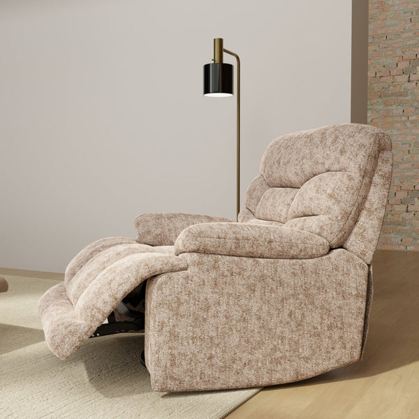 English Elm Swivel Glider Recliner Plush Upholstered Chair for Contemporary Living Rooms Beige Brown B339P422560