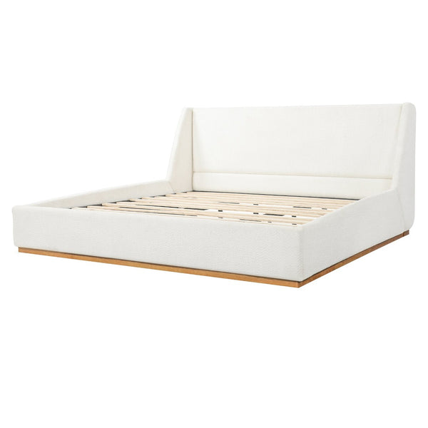 English Elm Luxury Wingback Upholstered King Bed Padded Rubberwood Frame Restful Bedroom Design N769K393039W