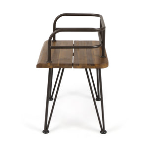English Elm Christopher Knight Home® - ZION Teak Acacia Wood & Iron Chairs Set of 2 — Rustic Industrial Patio Dining Seats, Sturdy Low Backs 60391.00