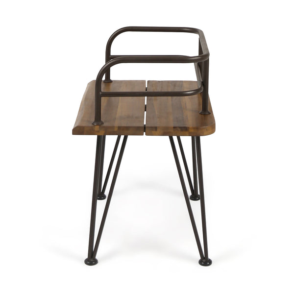 English Elm Christopher Knight Home® - ZION Teak Acacia Wood & Iron Chairs Set of 2 — Rustic Industrial Patio Dining Seats, Sturdy Low Backs 60391.00