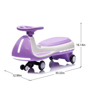 English Elm 12v Kids Ride on Wiggle Car with Dual Motors Led Wheels Bluetooth and Triangular Frame Purple W1578P390193