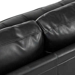 English Elm Christopher Knight Home® - Mirod Mid-Century Modern PU Leather Sofa with Tufted Back, Birch Legs, Foam & Pocket Spring Comfort Black N760P285734B