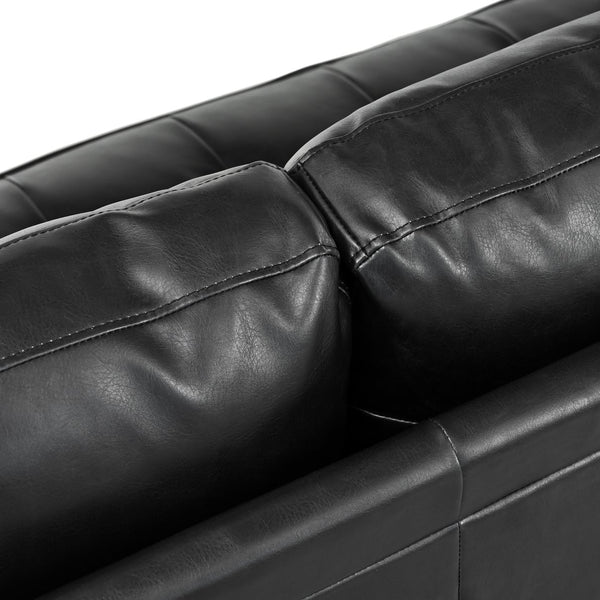 English Elm Christopher Knight Home® - Mirod Mid-Century Modern PU Leather Sofa with Tufted Back, Birch Legs, Foam & Pocket Spring Comfort Black N760P285734B