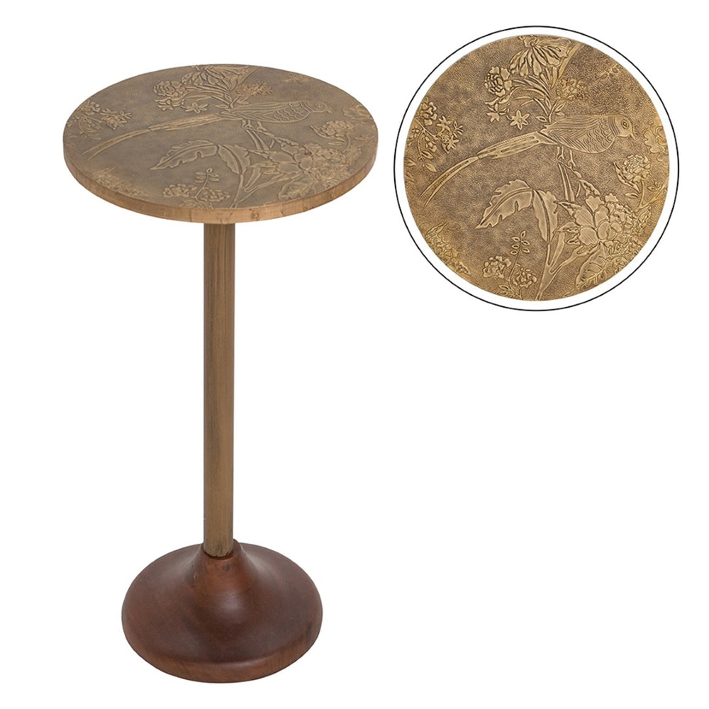 English Elm 11.8x11.8x18.1" Paulownia Wood Sculptural Side Table with Mosaic Hourglass Base W2078P461566