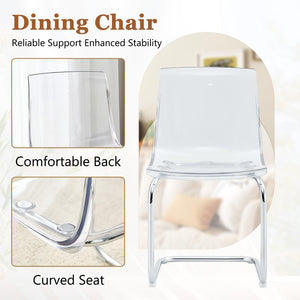 English Elm Transparent Polycarbonate Dining Chair Set of 4 with Arched Steel Frame Modern Style W2920P411151