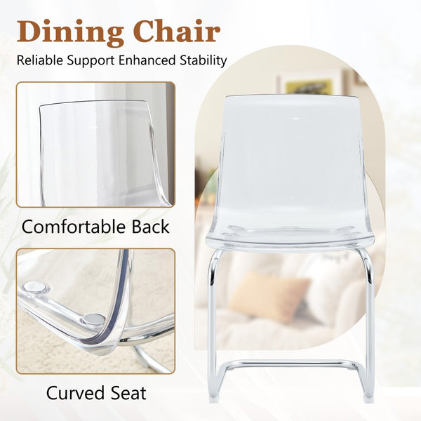 English Elm Transparent Polycarbonate Dining Chair Set of 4 with Arched Steel Frame Modern Style W2920P411151