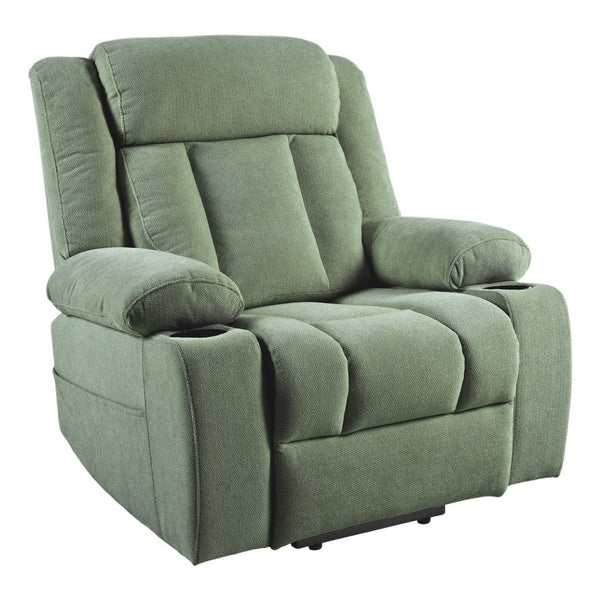 English Elm Power Lift Recliner Velvet Chair with Extended Footrest and Cup Holders for Elderly W1028S00060