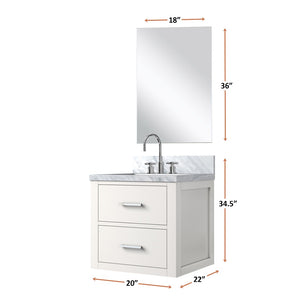 English Elm White Compact Bathroom Vanity Set With Acrylic Top, Mirror & Chrome Faucet – Ideal For Small Spaces B2731S01967-GIGA
