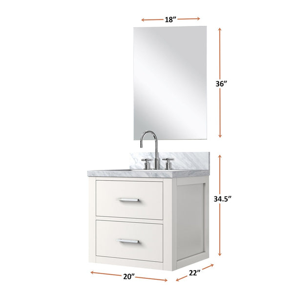 English Elm White Compact Bathroom Vanity Set With Acrylic Top, Mirror & Chrome Faucet – Ideal For Small Spaces B2731S01967-GIGA