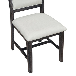 English Elm TREXM 7-Piece Retro Dining Table Set for 6 with Distressed Oak Veneer, Upholstered Comfort Chairs Espresso ST000143AAP