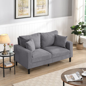 English Elm 57 High-Resilience Loveseat Sofa with Sturdy Wooden Frame, Corduroy Upholstery, Space-Saving Two-Seater Comfort Light Gray 32.09 L x 25.98 W x 15.55 H W2297P264496