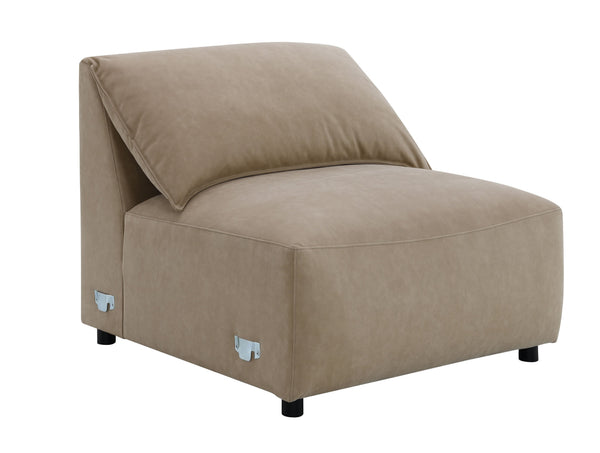 English Elm Veata Light Brown Suede Sectional Sofa with Pocket Coil Seats, Feather-Down Cushions, Chaise Comfort B2726S00537